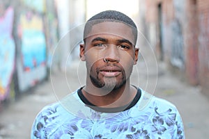 Dramatic man crying on the street