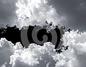 Dramatic Monochrome Cloudscape: Dark and Light Cloud Formations