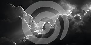 Dramatic Monochrome Cloudscape Dark Sky Light Rays Atmospheric Background