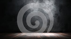 Dark Moody Stage With Falling Glitter And Spotlight On Textured Floor Dramatic Lighting Empty Space