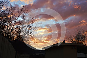 Dramatic moody sunset orange purple yellow boise idaho wide view