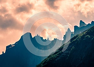 Dramatic mountain silhouette