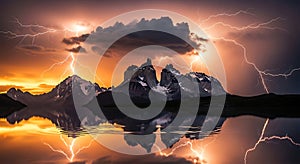 Dramatic Mountain Thunderstorm Photography with reflection