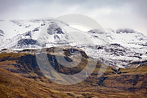 Dramatic nature with snowy mountains