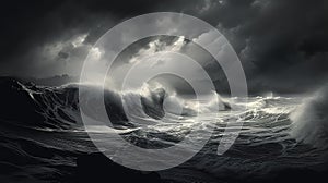 dramatic ocean black and white