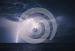 Dramatic Ocean Lightning Storm with Electrifying Sky and Dark Clouds