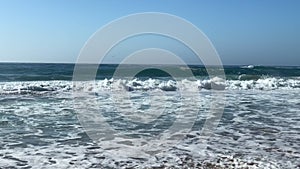 Dramatic ocean waves beach background