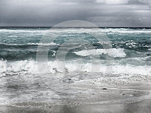 Dramatic Overcast Skies and Surf Turks and Caicos