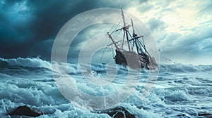 Dramatic Peril: Sinking Sailing Ship Battles Ocean\'s Unforgiving Depths