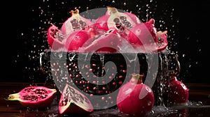 Dramatic Pink Pomegranates: A Stunning Still Life Photography