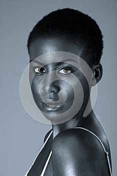 Dramatic portrait of young African American woman