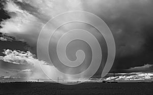 Dramatic rain or hail cloud over a field in Isle of Thanet, Kent