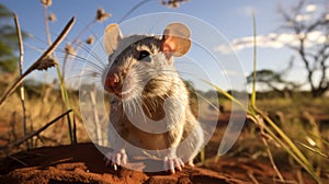 Dramatic Rat In Madagascar: A Sky-blue And Silver Lens Flare Encounter