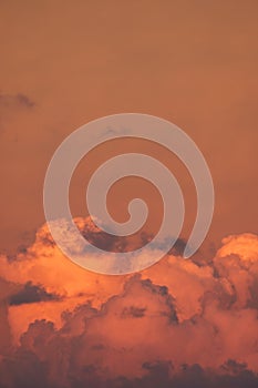 Dramatic red evening sky with storm clouds building