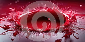Dramatic red liquid splash creating dynamic circular wave pattern