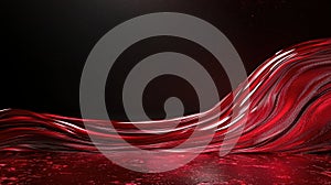 Dramatic red wave abstract background with dark space