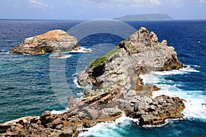 Dramatic rock formation Castle Point in the Caribbean island Guadeloupe