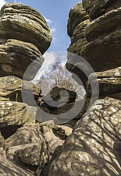 Dramatic rock structure at Brimham Rocks in Yorkshire, England.