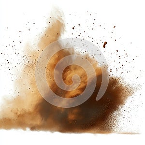 Dramatic Sand Explosion Clipart on White Background