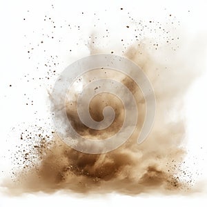 Dramatic Sand Explosion Clipart on White Background