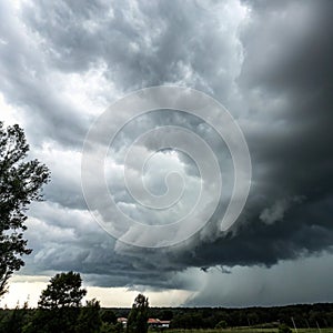 Dark storm clouds on the sky background