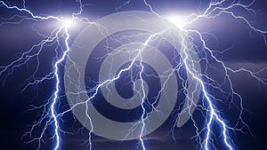 Powerful Lightning Strikes Illuminating the Night Sky