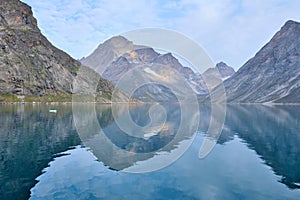 Dramatic scenery of the Prins Christian Sund, South Greenland photo