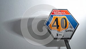 Dramatic School Zone 40 kmh Speed Limit Sign