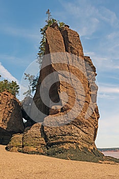 Dramatic Sea Stack Exposed at Low Tide