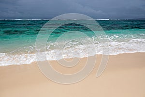 Dramatic seascape colours in stormy weather at Nuusafee Island o