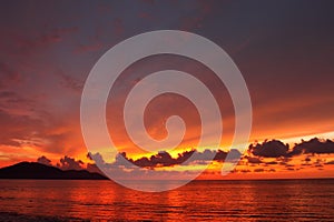 Dramatic seascape at sunset in Penang, Malaysia