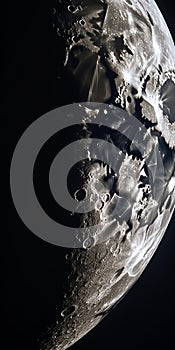 Dramatic Shadows: Stunning 8k Moon Image With Ice And Liquid Metal Aesthetics