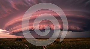 Dramatic Shelf Cloud Over Prairie