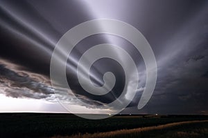 Dramatic shelf cloud ahead of a severe thunderstorm