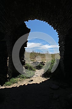 Dramatic sillouette of ruined buliding