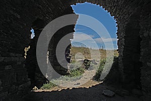 Dramatic sillouette of ruined buliding photo