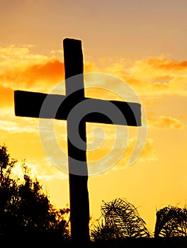 Silhouette Christian cross sunset cell phone wallpaper