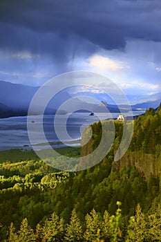 Dramatic skies on the Columbia Gorge Oregon.