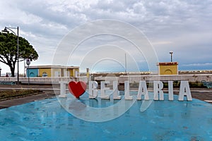 dramatic skies in the Italian riviera romagnola beach