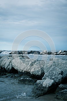 dramatic skies and sea in Italian riviera romagnola beach