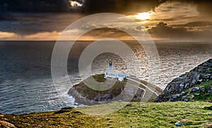 Dramatic sky above the historic South Stack Lighthouse - Isle of Anglesey North wales UK