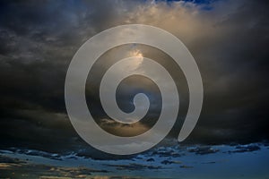 Dramatic Sky Background. Stormy Clouds in Dark Sky. Moody Cloudscape