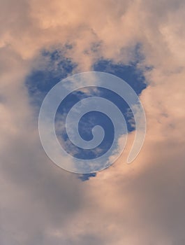 Dramatic Sky with Clouds in Heart Shape