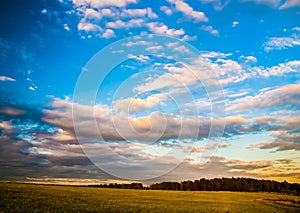 Dramatic sky and clouds at sunset