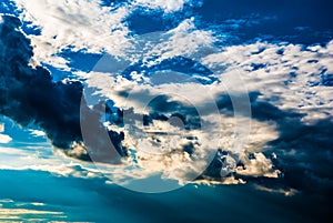 Dramatic sky and clouds at sunset