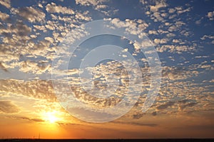 Dramatic sky and clouds at sunset in Riyadh, Saudi Arabia