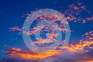 Dramatic sky, Colorful clouds with sunset