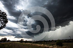 Dramatic dark sky and clouds before a thunderstorm