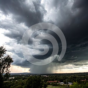 Dramatic dark sky and clouds before a thunderstorm