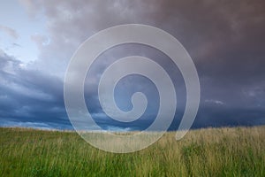 Dramatic sky on the empty golf course